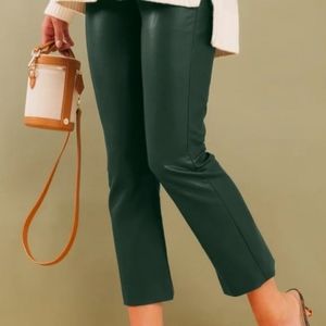 Tuckernuck Ashford Crop Pant, Green Faux Leather, NWT, S
